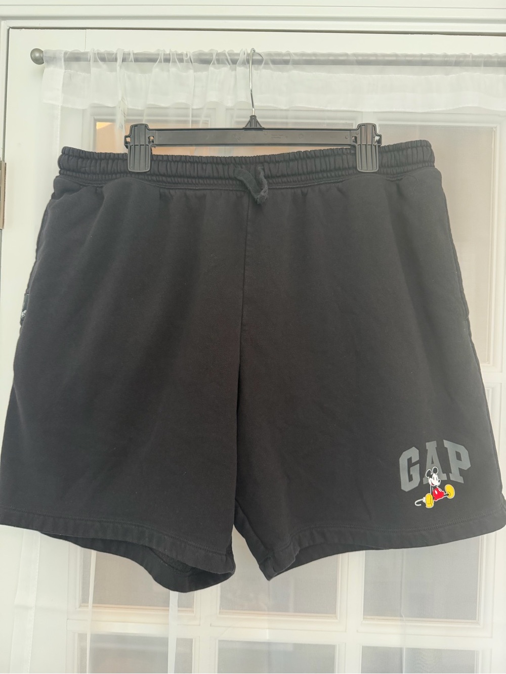 Gap x Disney Mickey Mouse Black Fleece Sweat Shorts XL Drawstring Lounge